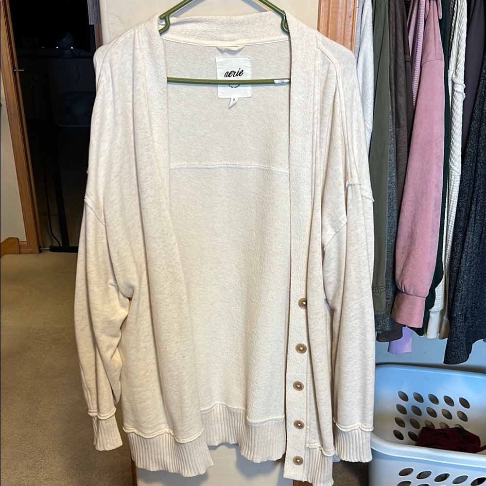 Aerie Cream Button-Down Women's Sweater
